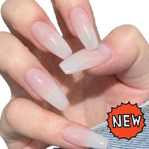 Milky White Salon Quality - Lasts 3+ weeks - Luxury - Gel - Long Coffin